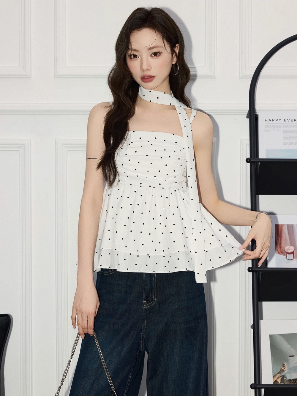 White Polka Dot Ruffled Too - Picture 2 of 2